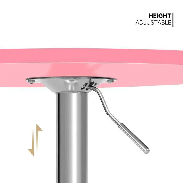 Alt view image 5 of 7 - Bistro Pub Table Round Bar 27.5"- 36" Height-Adjustable Cocktail Table with 23.5 Inch Table Top for Dining Room Home Kitchen Patio Bistro (Pink)