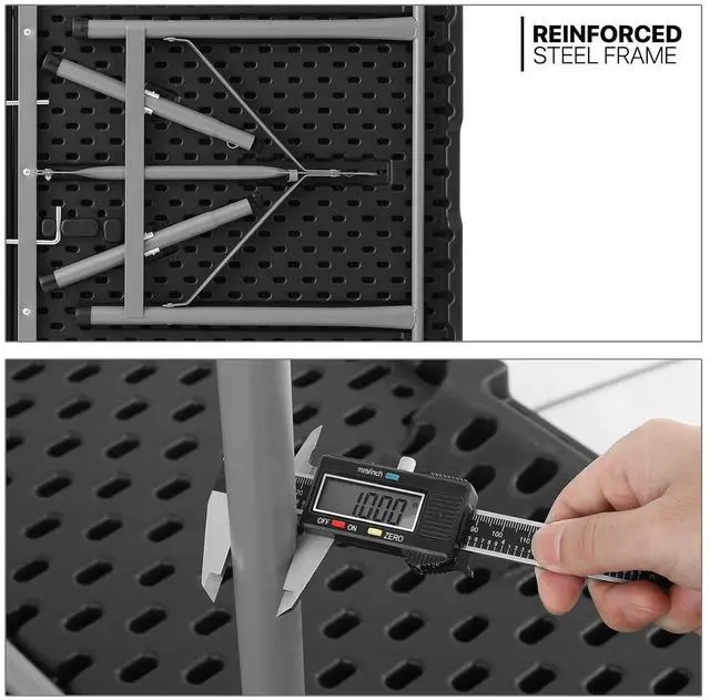 Alt view image 4 of 6 - 4Ft Folding Card Table, Outdoor Foldable Small Portable Plastic Dining Picnic Cookout Table w/Handle, Black