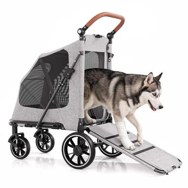 Main image of Large Pet Stroller with Anti-Slip Ramp, Heavy Duty Dog Stroller Up to 99lb, Safe & Gentle Mobility Aid, All-Terrain Wheels, Idea for Injured, Disabled, & Senior Dog