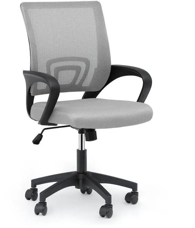 Main image of Mesh Office Chair, Ergonomic Computer Chair for Adults, Rolling Swivel Mid-Back Desk Chair with Lumbar Support, Comfy Armrest for Home Office, Gaming, Light Gray