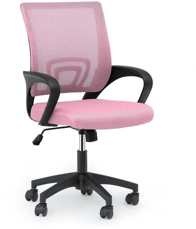 Main image of Mesh Office Chair, Ergonomic Computer Chair for Adults, Rolling Swivel Mid-Back Desk Chair with Lumbar Support, Comfy Armrest for Home Office, Gaming, Pink
