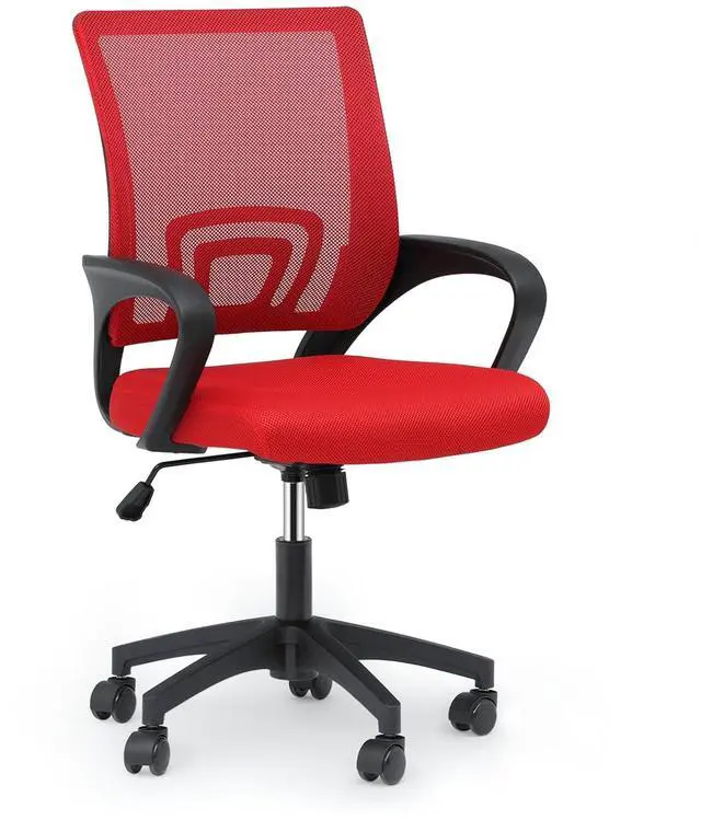 Main image of Mesh Office Chair, Ergonomic Computer Chair for Adults, Rolling Swivel Mid-Back Desk Chair with Lumbar Support, Comfy Armrest for Home Office, Gaming, Red