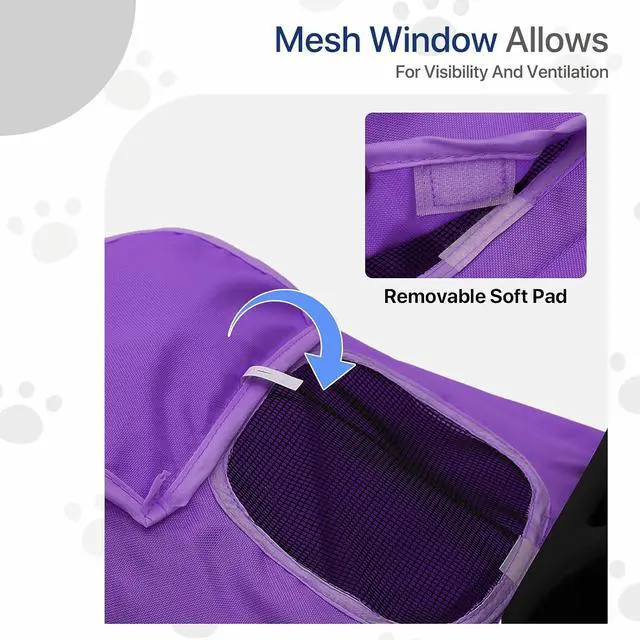 Alt view image 5 of 7 - Dog Stroller for Dogs and Cats, Foldable Pet Jogger Stroller with Cup Holders, Cat Stroller w/Bottom Storage for Pets up to 33 lbs, Purple