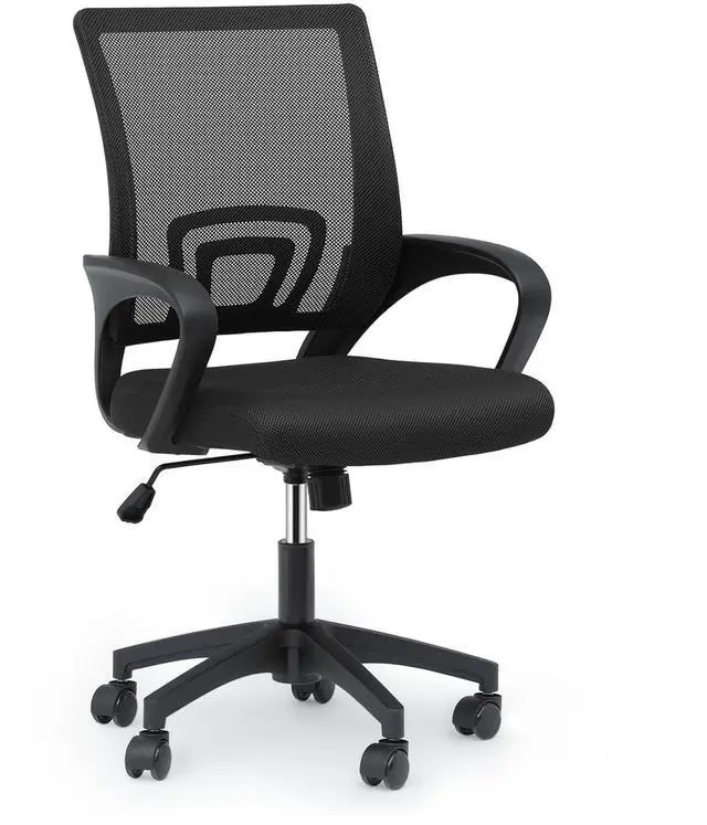 Main image of Mesh Office Chair, Ergonomic Computer Chair for Adults, Rolling Swivel Mid-Back Desk Chair with Lumbar Support, Comfy Armrest for Home Office, Gaming, Black