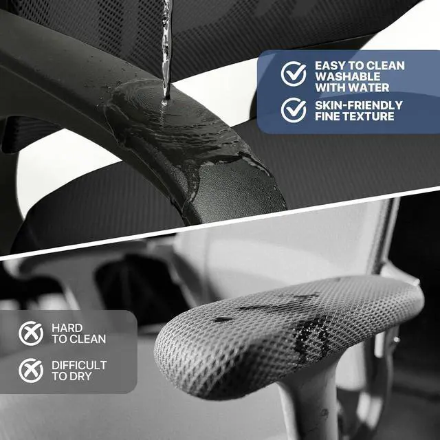 Alt view image 7 of 7 - Mesh Office Chair Set of 2, Ergonomic Computer Chair for Adults, Rolling Swivel Mid-Back Desk Chair with Lumbar Support, Comfy Armrest for Home Office, Gaming, Black