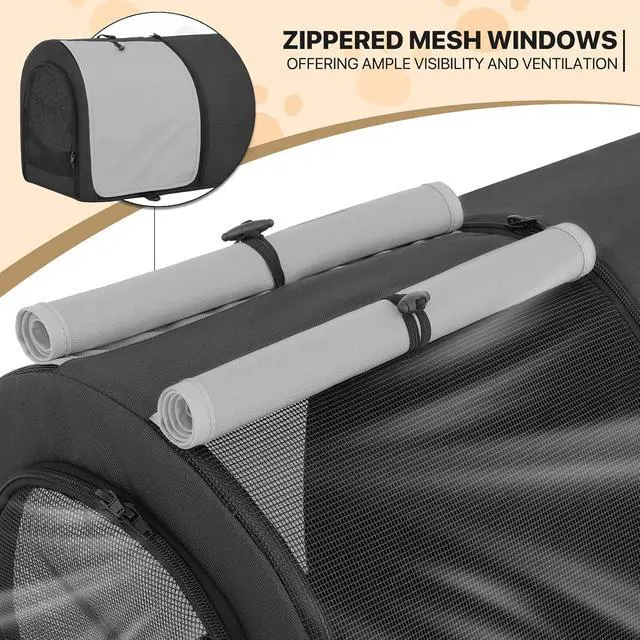 Alt view image 7 of 7 - Double Dog Stroller with Detachable Carrier Bags Large 4 Wheels Foldable Jogger for Small and Medium Dog Cats, Black/Gray