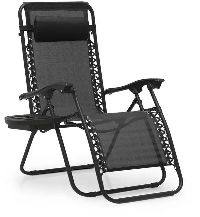 Main image of Zero Gravity Chair Outdoor Folding Patio Lounge Chair for Outside Reclining Lawn Chair Recliner Beach Chair for Adults, Black