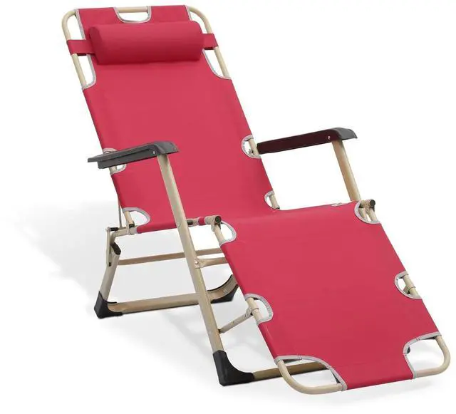Main image of Folding Reclining Patio Chair, 3-Position Patio Lounger Folding Chairs with Adjustable Backrest and Headrest for Backyard Poolside Lawn, 330lbs Capacity