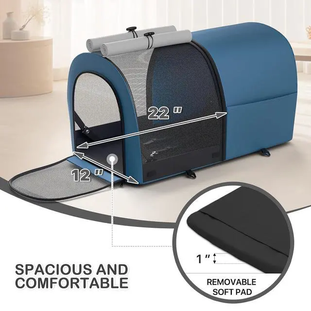 Alt view image 3 of 7 - Double Dog Stroller with Detachable Carrier Bags Large 4 Wheels Foldable Jogger for Small and Medium Dog Cats, Navy Blue/Gray