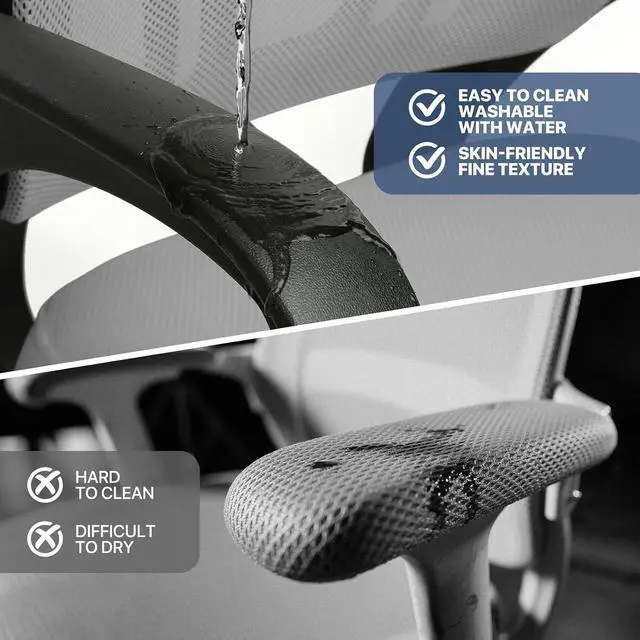 Alt view image 7 of 7 - Mesh Office Chair, Ergonomic Computer Chair for Adults, Rolling Swivel Mid-Back Desk Chair with Lumbar Support, Comfy Armrest for Home Office, Gaming, Light Gray