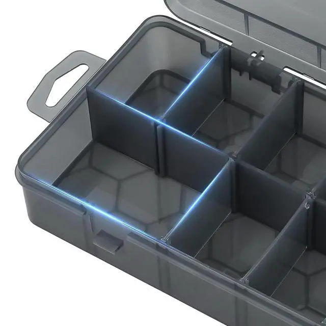 Alt view image 5 of 7 - 12-Grid Small Tackle Boxes Organizer with Removable Dividers Adjustable Compartment Plastic Storage Box Waterproof Container Case for Fishing Tackles, Art Crafts, Beads, Jewelry (4-Pack)