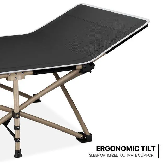 Alt view image 6 of 7 - Folding Sleeping Cot for Adults, Easy to Set Up Portable & Lightweight Camping Cot for Outdoor Camping, Lounging and Elevated Napping, Support 360 lbs, Black