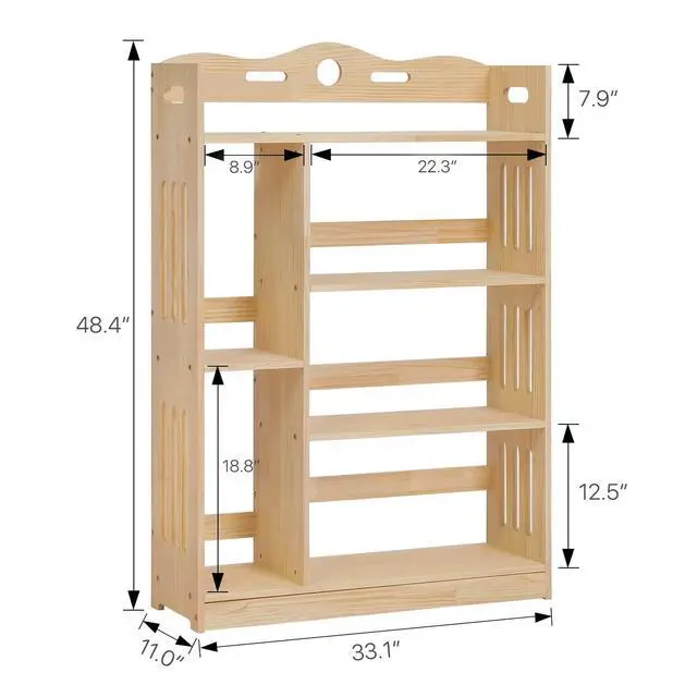 Alt view image 3 of 7 - Heavy Duty Wood Modern Bookshelf for Small Space 4 Tier Storage Display Stand Rack Heavy Duty for Kids Teen Room Living Room, Natural