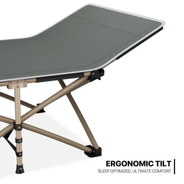 Alt view image 4 of 7 - Folding Sleeping Cot for Adults, Easy to Set Up Portable & Lightweight Camping Cot for Outdoor Camping, Lounging and Elevated Napping, Support 360 lbs, Grey