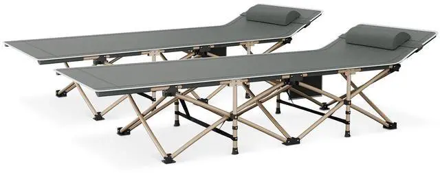Main image of Folding Camping Cot Set of 2, Lightweight Folding Backpacking Cots Bed with Pillow and Carry Bag for Adults Outdoor Travel Home Office, Support 450lbs