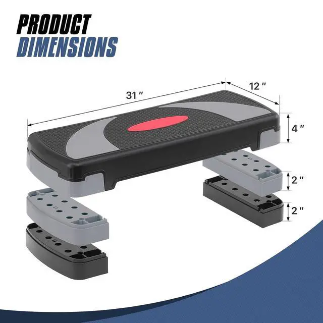 Alt view image 2 of 7 - MADOG Aerobics Stepper Platform with 4/6/8 inch Height Stackable Risers