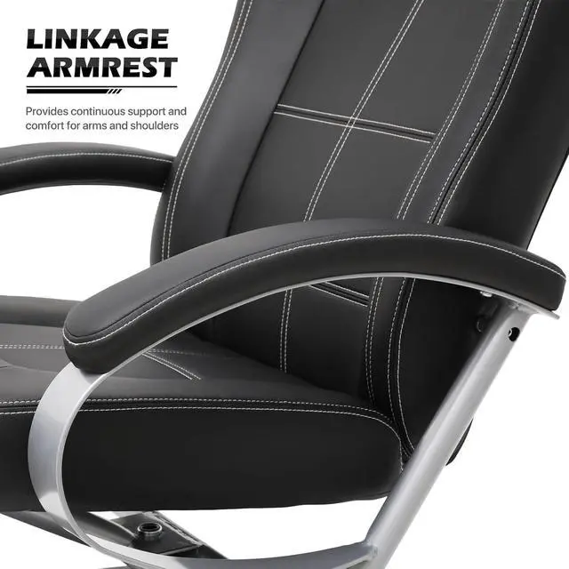 Alt view image 7 of 7 - Gaming Chair with Ottoman, Adjustable Backrest Racing Style PC Computer Office Chair, PU Leather Widened Seat for Gaming and Home Office, Black