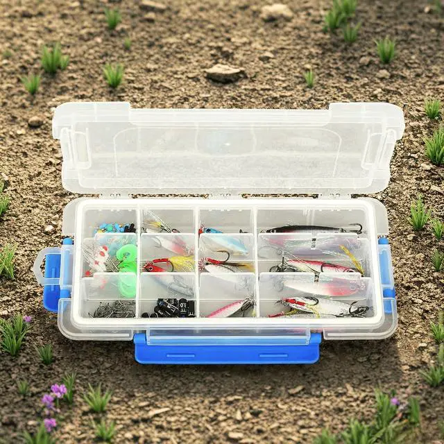 Alt view image 3 of 7 - Portable Tackle Boxes with Removable Dividers Plastic Grid Storage Box Waterproof Small Parts Organizer Box for Fishing, Art Craft, Bead, Jewelry (3 Pack, 9/15/24 Grids, Black)