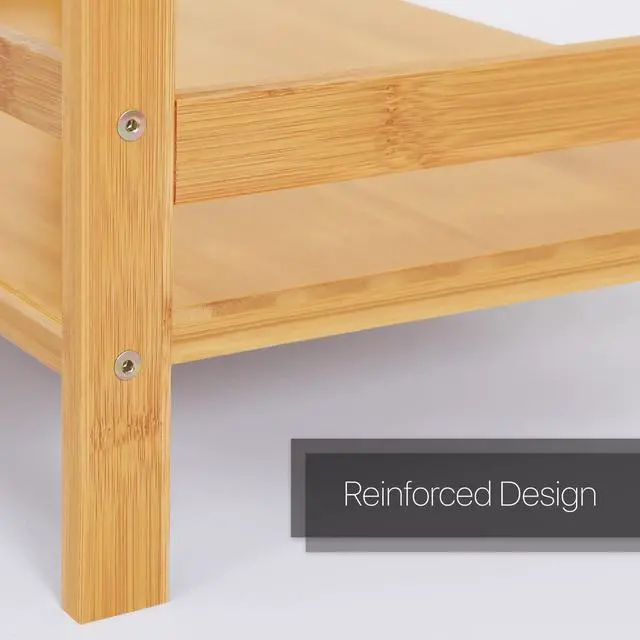Alt view image 6 of 7 - Ladder Shelf, Bamboo 5 Tier Multi-Functional Book Shelf Storage Rack Organizer, Plants Stand Display Shelf for Living Roon Garden Balcony Bedroom, Natural