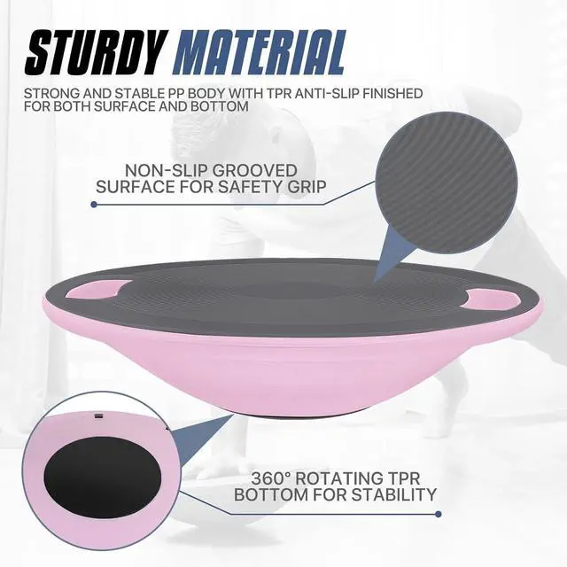 Alt view image 7 of 7 - MADOG Wobble Balance Board for Adults, 15.5" TPR Non-slip Surface with Handle for Workout Core Trainer Physical Therapy, Home Gym Stability Board