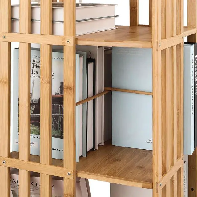 Alt view image 5 of 7 - 360 Degree Rotating Tall Bookshelf, 6 Tier Bookcase Corner Storage Organizer Display Shelf Rack Organizer for Home Office, Natural
