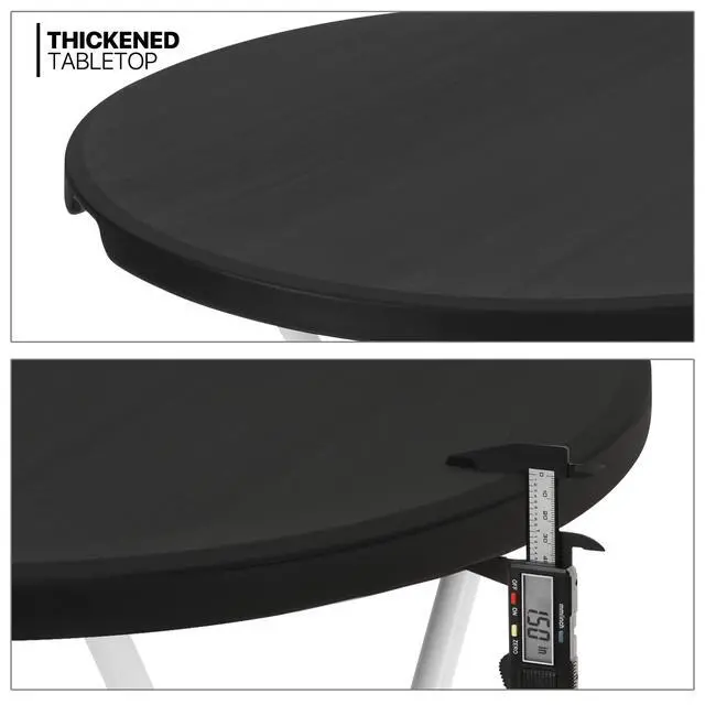 Alt view image 4 of 7 - 2.6Ft Round Foldable Table Set, 5-Piece Portable Plastic Commercial Card Table for Banquet Even Indoor Outdoor, Balck - No Assembly