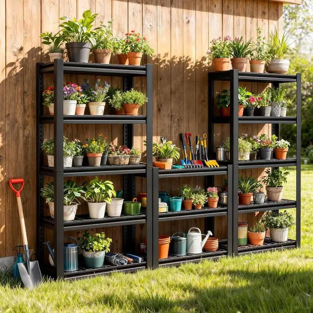 Alt view image 4 of 7 - 3000LBS Heavy Duty Storage Shelves, 5 Tier Adjustable Metal Shelving Unit, Industrial 72" H Utility Organization Rack for Pantry, Supermarket, Warehouse, Gym, Garage, Basement