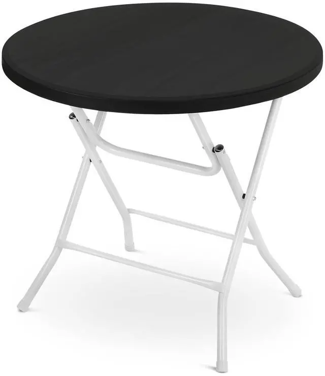 Main image of 31" Round Folding Commercial Banquet Table Foldable Plastic Card Outdoor Utility Tables for Party Wedding Event, Black