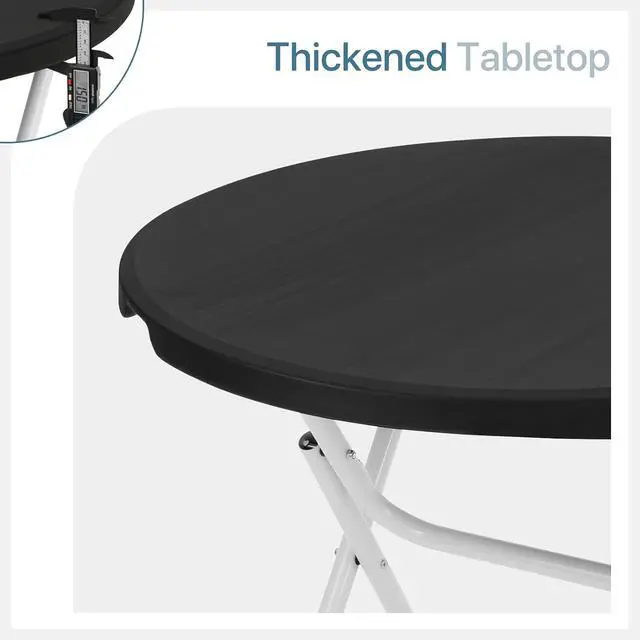 Alt view image 4 of 7 - 31" Round Folding Commercial Banquet Table Foldable Plastic Card Outdoor Utility Tables for Party Wedding Event, Black