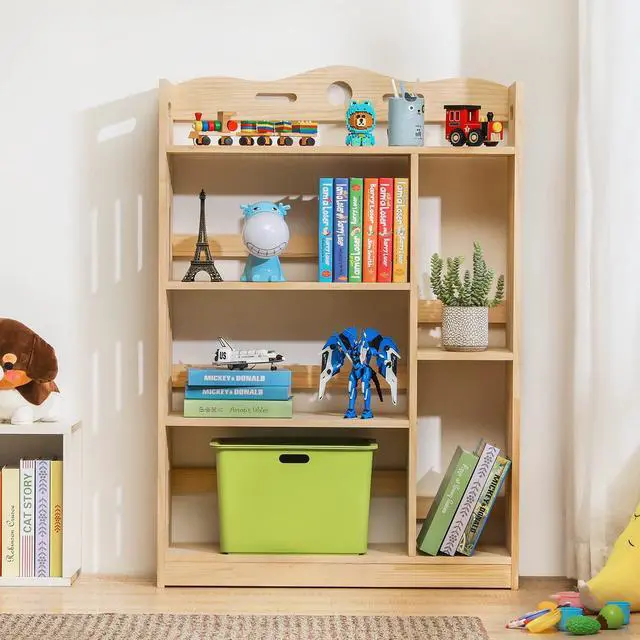 Alt view image 2 of 7 - Heavy Duty Wood Modern Bookshelf for Small Space 4 Tier Storage Display Stand Rack Heavy Duty for Kids Teen Room Living Room, Natural