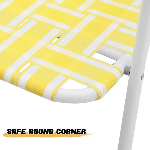 Alt view image 7 of 7 - Folding Lawn Beach Chair for Adults Portable Lightweight Heavy-Duty Steel Frame Lounge Camping Chairs for Patio Yard Garden Backyard Outdoor (Lemon Yellow, 2-Pack)