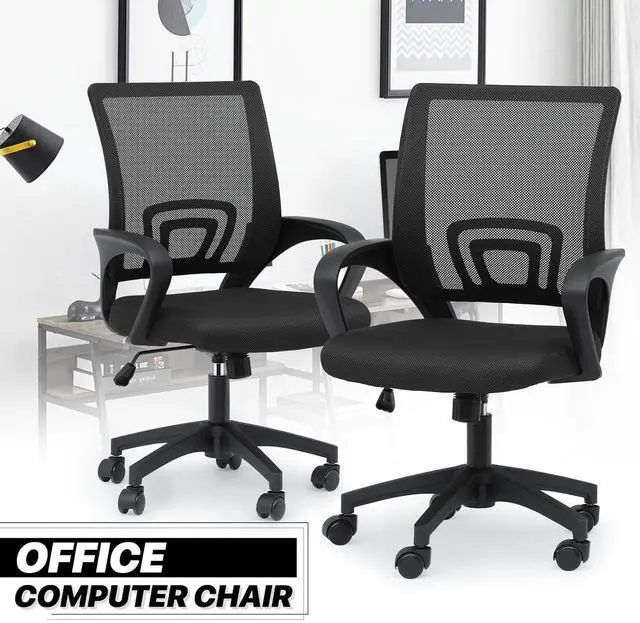 Alt view image 3 of 6 - Mesh Office Chair, Ergonomic Computer Chair for Adults, Rolling Swivel Mid-Back Desk Chair with Lumbar Support, Comfy Armrest for Home Office, Gaming, Black 20 Pack