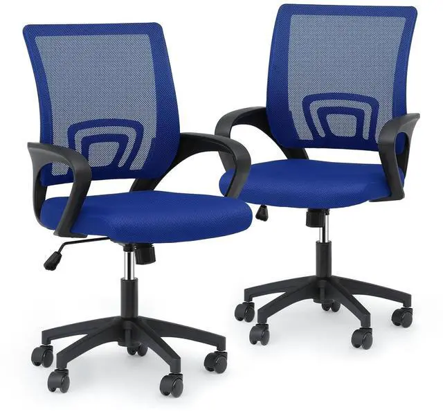 Main image of Mesh Office Chair Set of 2, Ergonomic Computer Chair for Adults, Rolling Swivel Mid-Back Desk Chair with Lumbar Support, Comfy Armrest for Home Office, Gaming, Blue