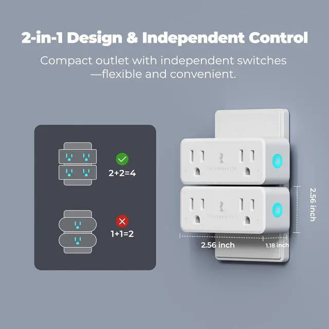 Alt view image 3 of 6 - Smart Dual Plug, Zigbee 2-in-1 Smart Outlet with Independent Control and Power Monitoring, Zigbee Repeater, Compatible with Home Assistant(ZHA/Z2M), SmartThings, Homey
