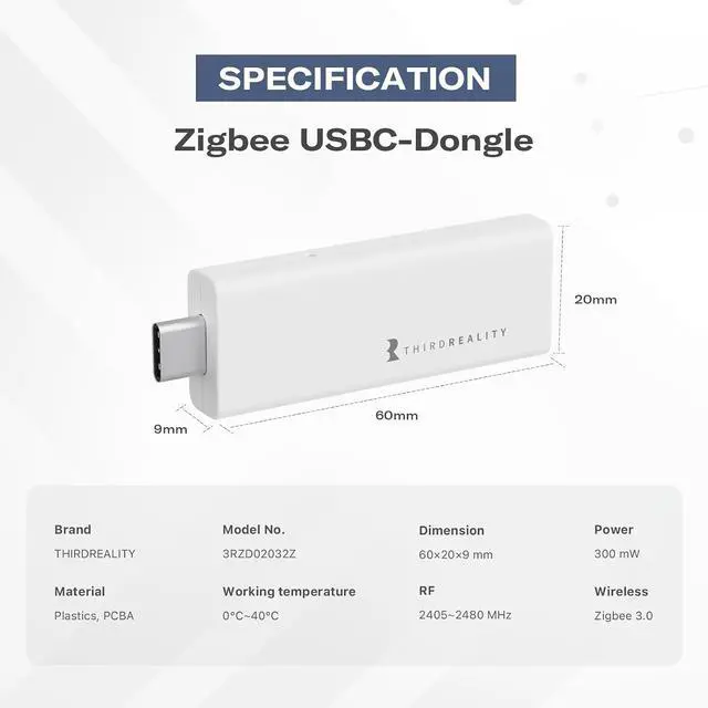 Alt view image 2 of 5 - Zigbee 3.0 USBC-Dongle, Universal Zigbee USB Stick, Compatible with Zigbee2Mqtt