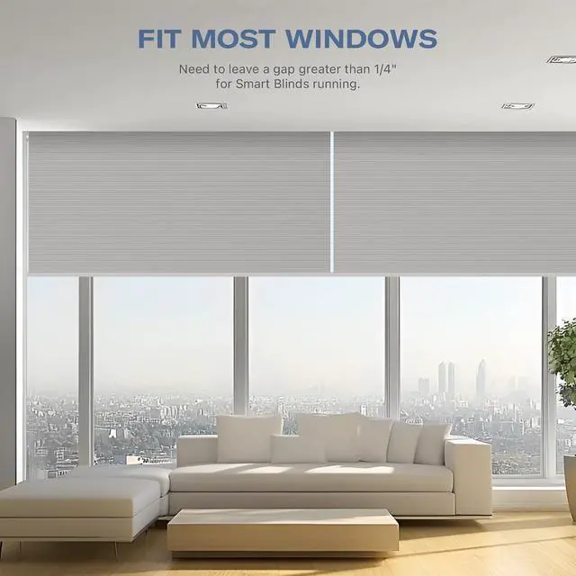 Alt view image 4 of 7 - ZigBee Smart Blind Gen2, Motorized 100% Blackout Window Shades with Remote, Cordless Honeycomb Blinds, Automatic Height, C2 Rechargeable Batteries Powered, 37" W x 74" H Beige/White