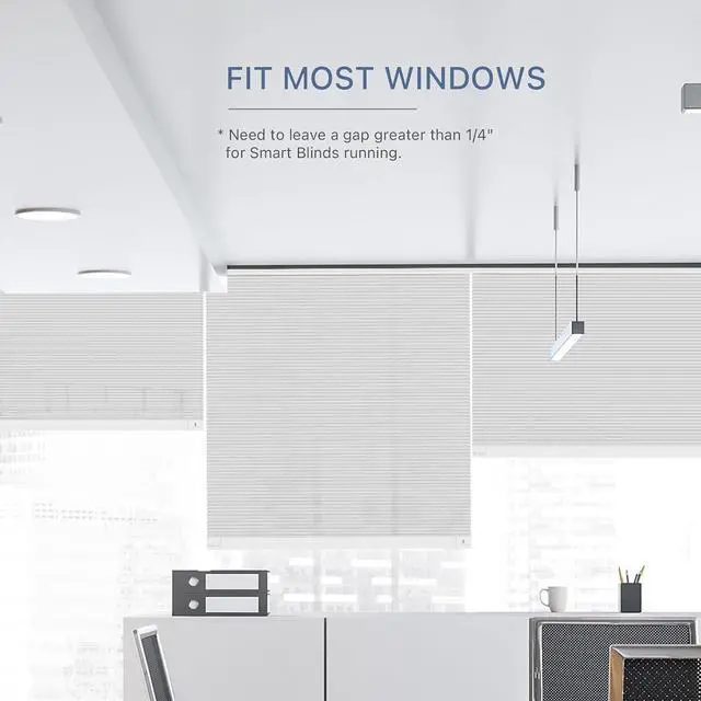 Alt view image 3 of 5 - ZigBee Smart Blind Lite, Semi-Transparent Motorized Shades, Smart Control, Cordless Honeycomb Blinds, AA Battery Powered, Automatic Height Setting, 20" W x 72" H Gray/White