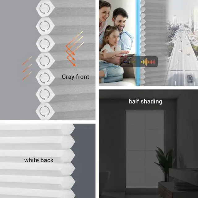 Alt view image 4 of 5 - ZigBee Smart Blind Lite, Semi-Transparent Motorized Shades, Smart Control, Cordless Honeycomb Blinds, AA Battery Powered, Automatic Height Setting, 20" W x 72" H Gray/White