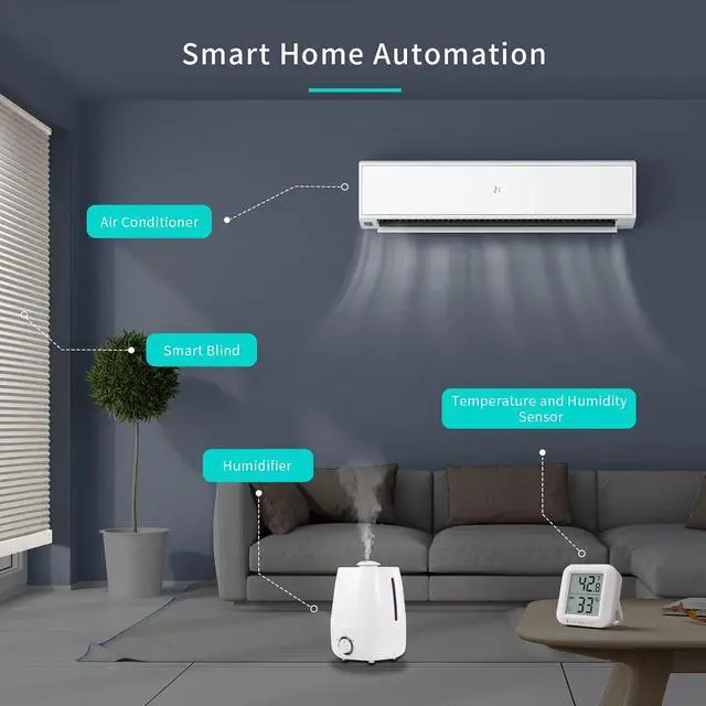 Alt view image 5 of 6 - Zigbee Temperature and Humidity Sensor with Digital LCD Display, ZigBee Hub Required, App Records, Remote Monitoring and Smart Home Automation, AAA Batteries Included