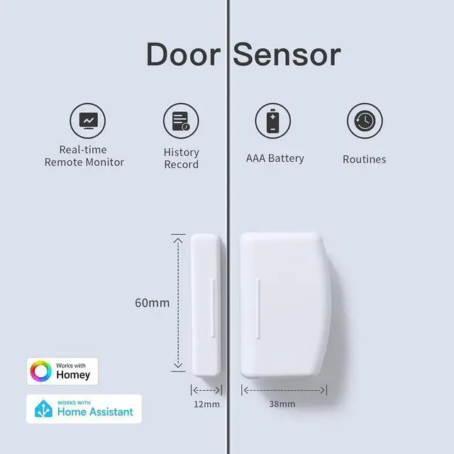 Alt view image 2 of 6 - Zigbee Contact Sensor 2 Pack,Door and Window Monitor, Home Automation,Works with Home Assistant,SmartThings,Aeotec,Homey,Hubitat or Echo Devices with Build-in Zigbee Hub,hub Required