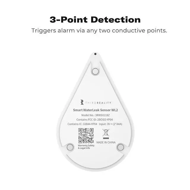 Alt view image 4 of 7 - Zigbee Water Leak Sensor WL2 with Dripping & Leaking Detection, App Notifications, Zigbee Hub Needed, 3-Year Battery Life, No Battery & Srien, Support Home Assistant, SmartThings, Homey