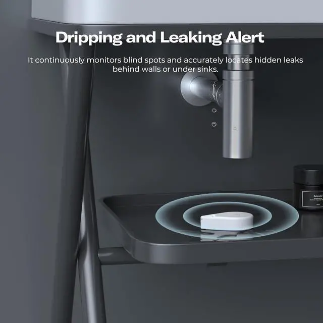 Alt view image 6 of 7 - Zigbee Water Leak Sensor WL2 with Dripping & Leaking Detection, App Notifications, Zigbee Hub Needed, 3-Year Battery Life, No Battery & Srien, Support Home Assistant, SmartThings, Homey