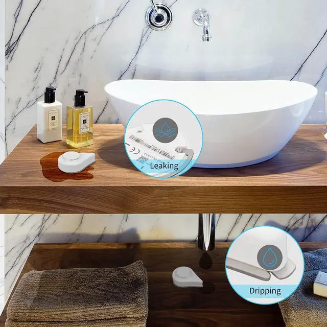 Alt view image 5 of 7 - Zigbee Water Leak Sensor with Dripping Detection,120dB Alarm,App Notifications Enabled When Work with Home Assistant and Compatible Zigbee HUB Like SmartThings,Aeotec or Hub