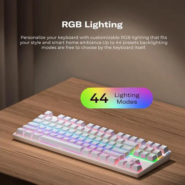 Alt view image 5 of 6 - Smart Mechanical Keyboard MK1, Matter Over WiFi, 87-Key Wired Gaming Keyboard/USB-A, 44 Customizable RGB Lighting, Work with Home Assistant, SmartThings, Apple Home (White)