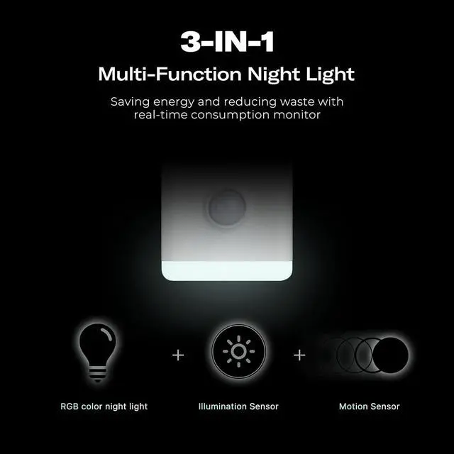 Alt view image 5 of 5 - Multi-Function Night Light, Zigbee Repeater, 3-in-1 Combines a Motion Sensor, a Illumination Sensor and RGB Color Night Light, 1-100% Adjustable Brightness, Zigbee hub Required