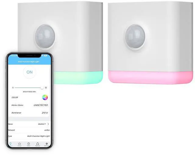 Main image of Multi-Function Night Light 2 Pack, Zigbee Repeater, 3-in-1 Combines a Motion Sensor, a Illumination Sensor and RGB Color Night Light, 1-100% Adjustable Brightness, Zigbee hub Required