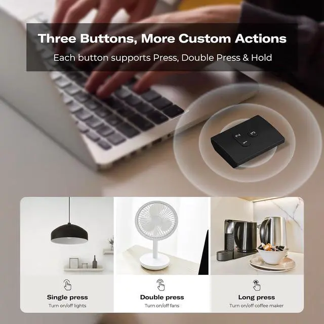 Alt view image 2 of 6 - Smart Button ZB2,ZigBee Hub Required,3 Wireless Button,Remote Control,Compatible with Home Assistant,SmartThings (2015/2018),Aeotec,Homey Bridge,Homey Pro,Rechargeable Lithium Battery