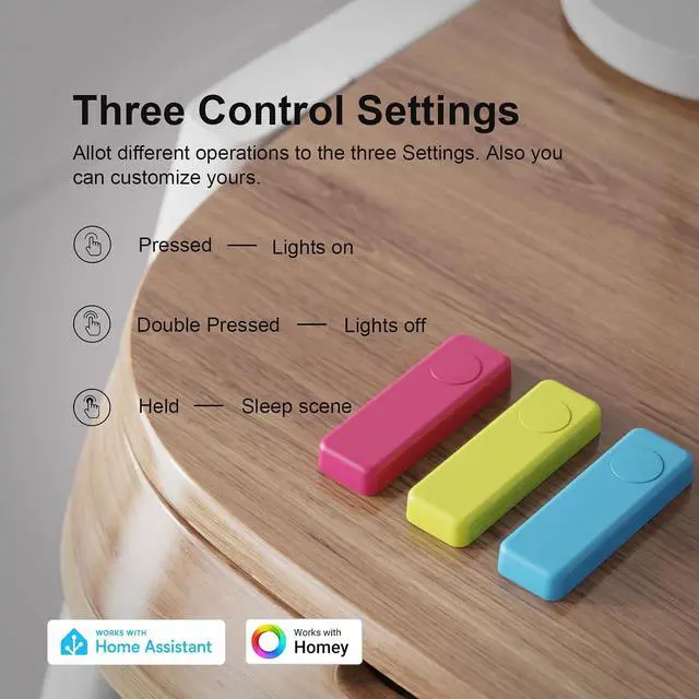 Alt view image 2 of 6 - ZigBee Smart Button Blue, 3-Way Remote Control, Require Zigbee hub, Work with SmartThings, Aeotec, Hubitat, Home Assistant, Hub, Battery Included.
