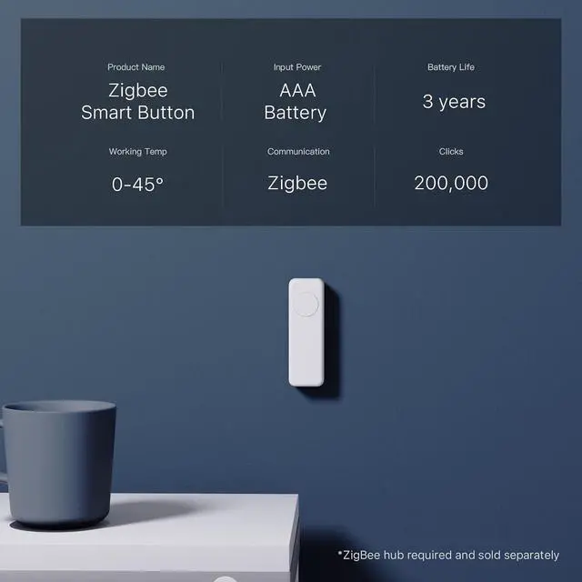 Alt view image 2 of 6 - ZigBee Smart Button, 3-Way Remote Control, Require Zigbee hub, Work with SmartThings, Aeotec, Hubitat, Home Assistant, Hub, Battery Included.