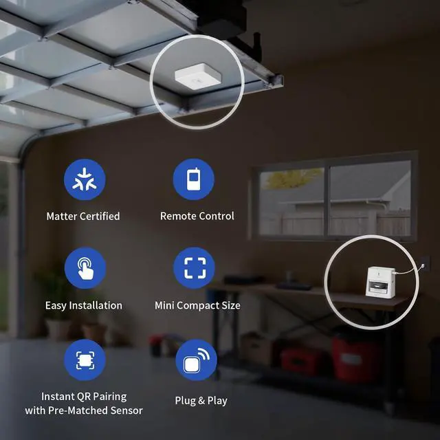 Alt view image 3 of 7 - Smart Garage Door Opener, Matter Certified, Retrofit with Existing Remote, Compatible with Alexa, Apple Home, Google Home, SmartThings, Home Assistant & Homey